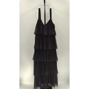 Lulus Women Elegant Nature Black Pleated Sleeveless Tiered Maxi Dress Black XL